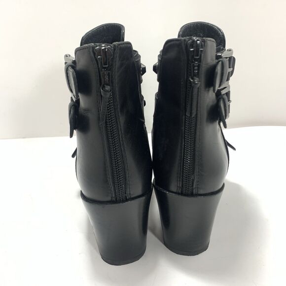 Stuart Weitzman Black Leather Studded Strap Bootcamp Ankle Boots Size 9 - Picture 11 of 16